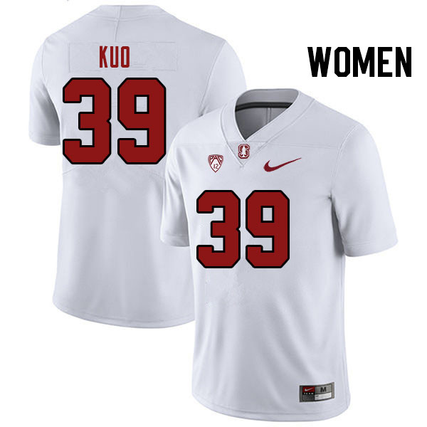 Women #39 Tyler Kuo Stanford Cardinal College Football Jerseys Stitched Sale-White